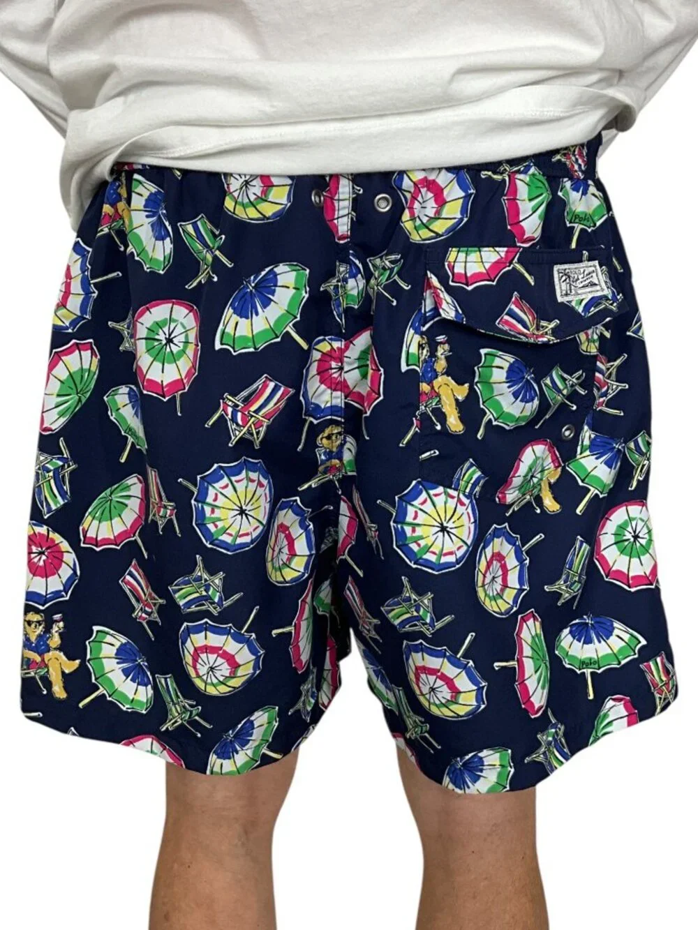Polo Ralph Lauren Polo Bear Umbrella Swim Trunks XL Blue Lined Swimwear